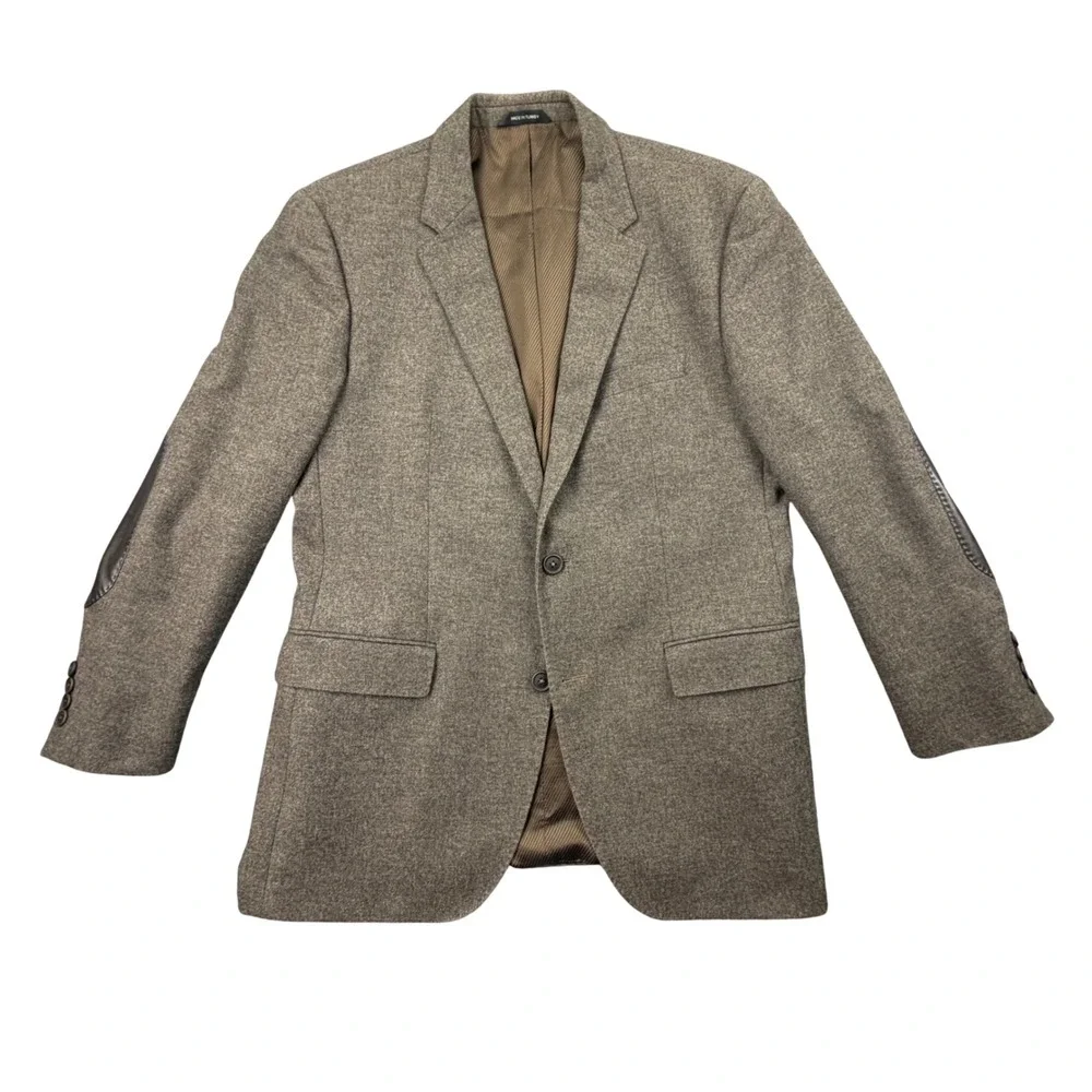Hugo Boss Mens 40R Brown Wool Blend Elbow Patch Blazer Jacket The Smith5/1